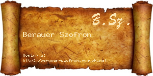 Berauer Szofron névjegykártya